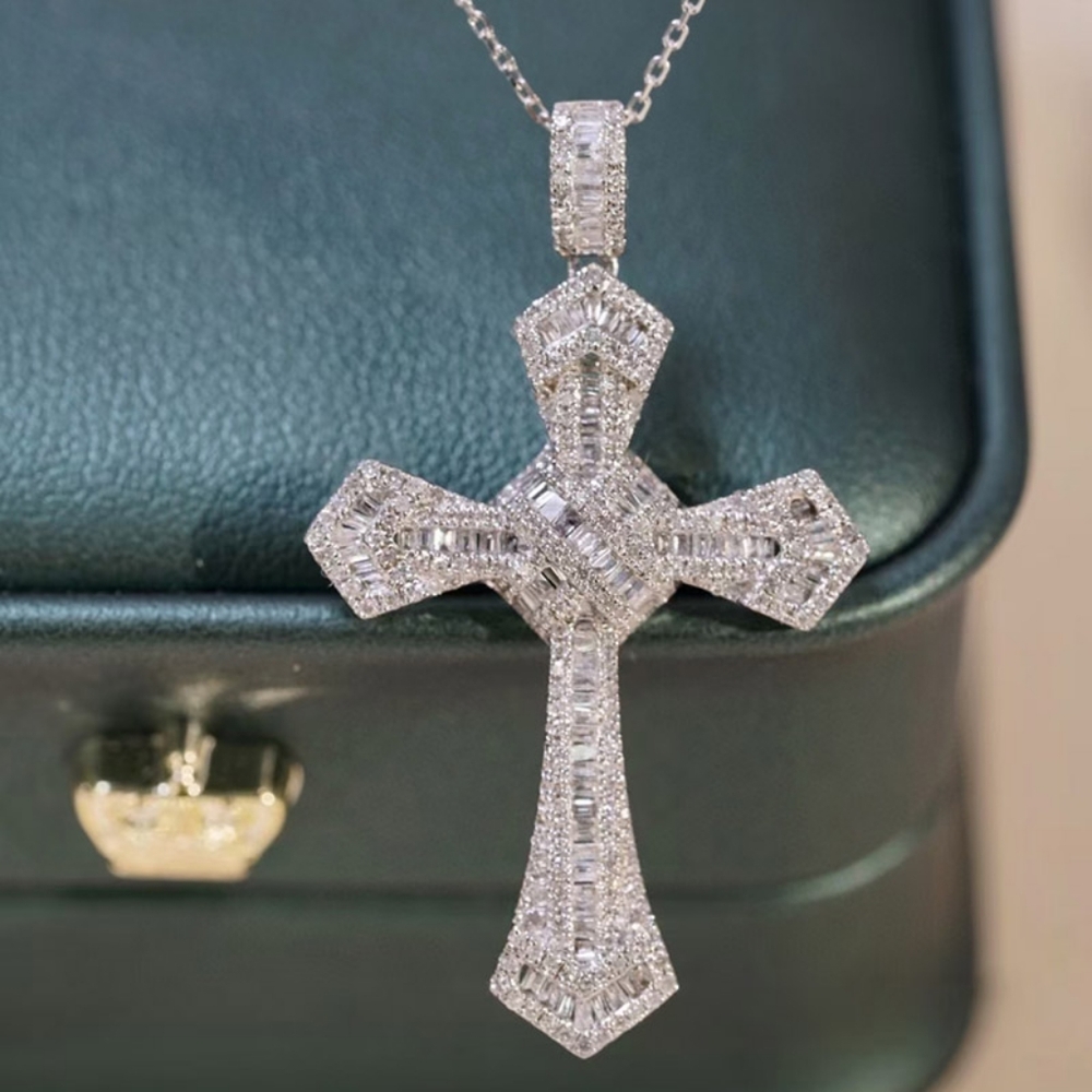 Sterling silver diamond cross - Picture 7 of 8